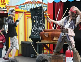 Captain jack sword fight Pier 39 stage